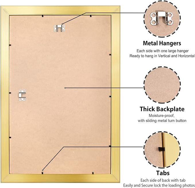 LaVie Home 19.25x26.75 Picture Frame, Large Poster Frame with High Definition Plexiglass, Horizontal or Vertical Wall Gallery Poster Frames Suitable for Photos, Artworks, Posters,Puzzle, Gold 1pc