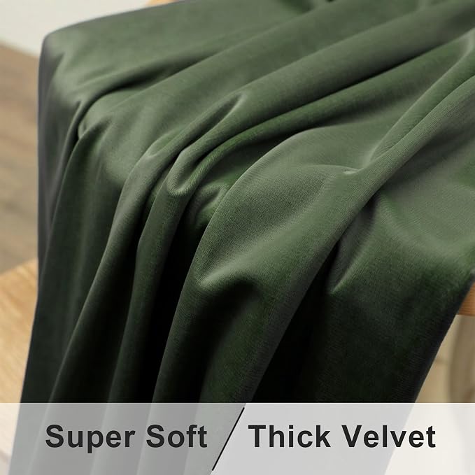 Forest Green Velvet Curtains 72 Inch Length 2 Panels for Kids Boys Room Darkening Victorian Decorative Backdrop Grass Olive Green Curtain for Bedroom Sound Draft Cold Light Blocking Back Tab Pocket