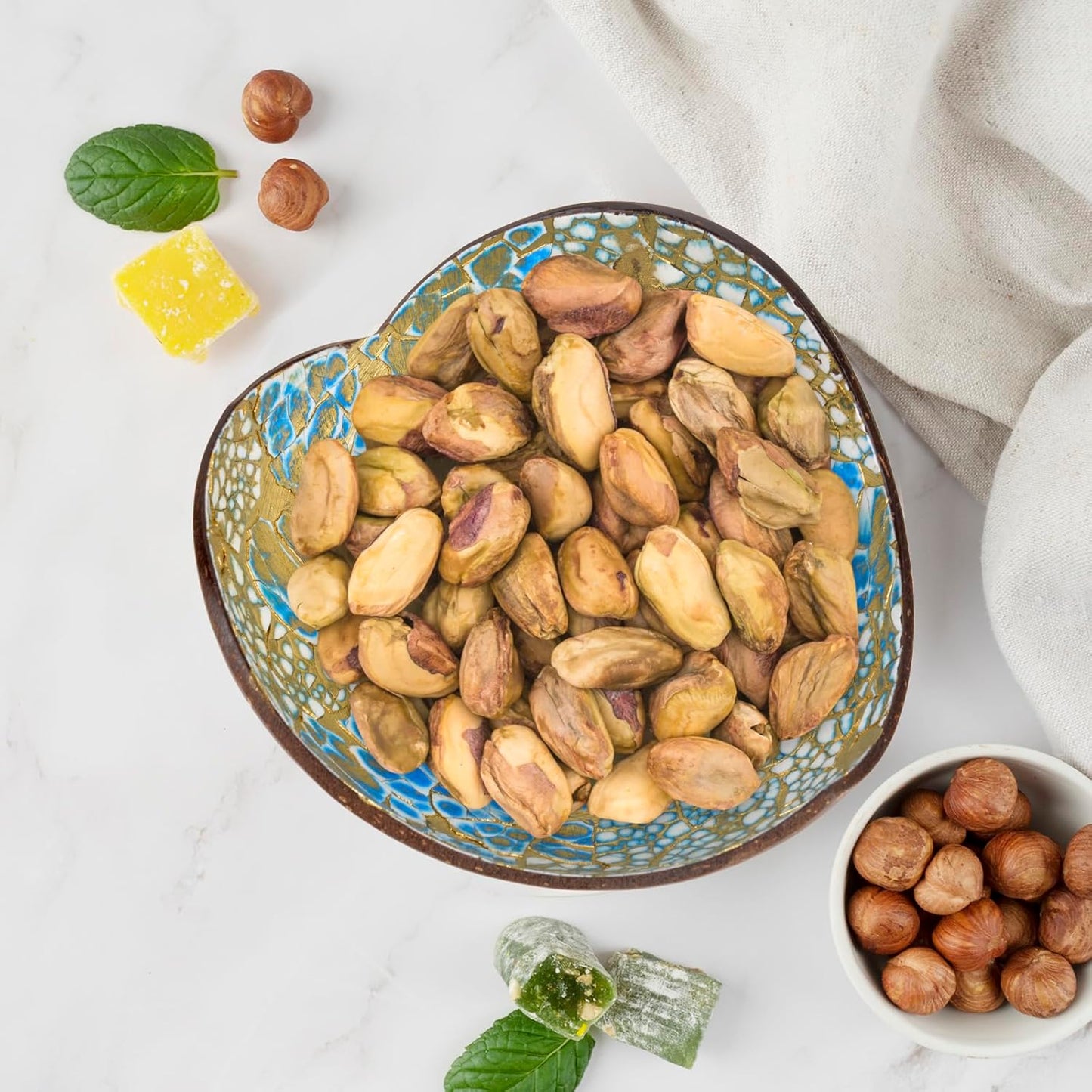 Coconut Bowls Decorative Candy Dish - Heart Acai Bowl, Natural Wooden Candy Dish, Key Bowl Holder for Entryway Table, Yogurt Smoothie Nuts Dessert Container, Rice Fruits Dry Snack Storage Shell Bowls