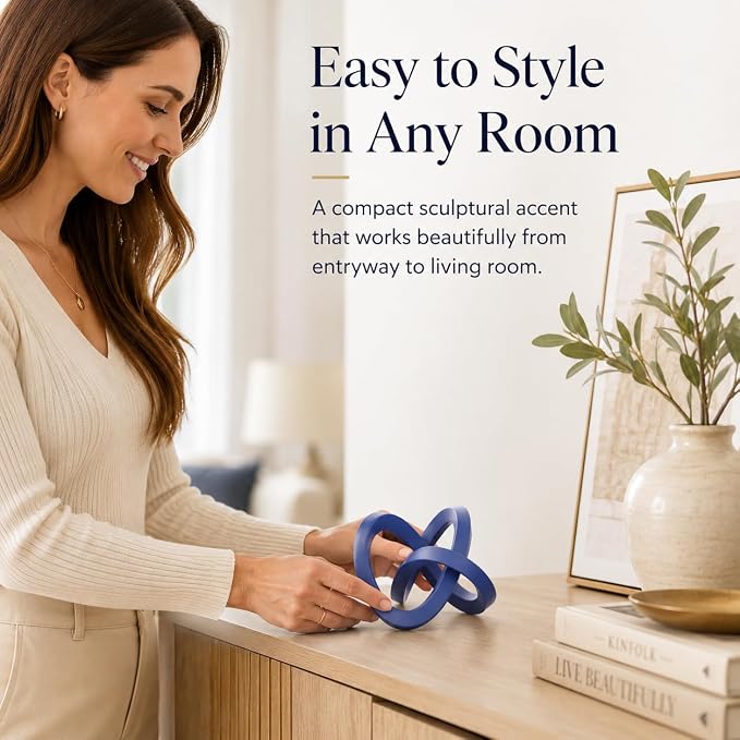 Navy Blue Knot Decor for Coffee Table Book,Chain Link Decor for Bookshelf Entry Table TV Stand,Knot Sculpture for Home Living Room,Accent Decoracions para sala,adornos para sala Modernos
