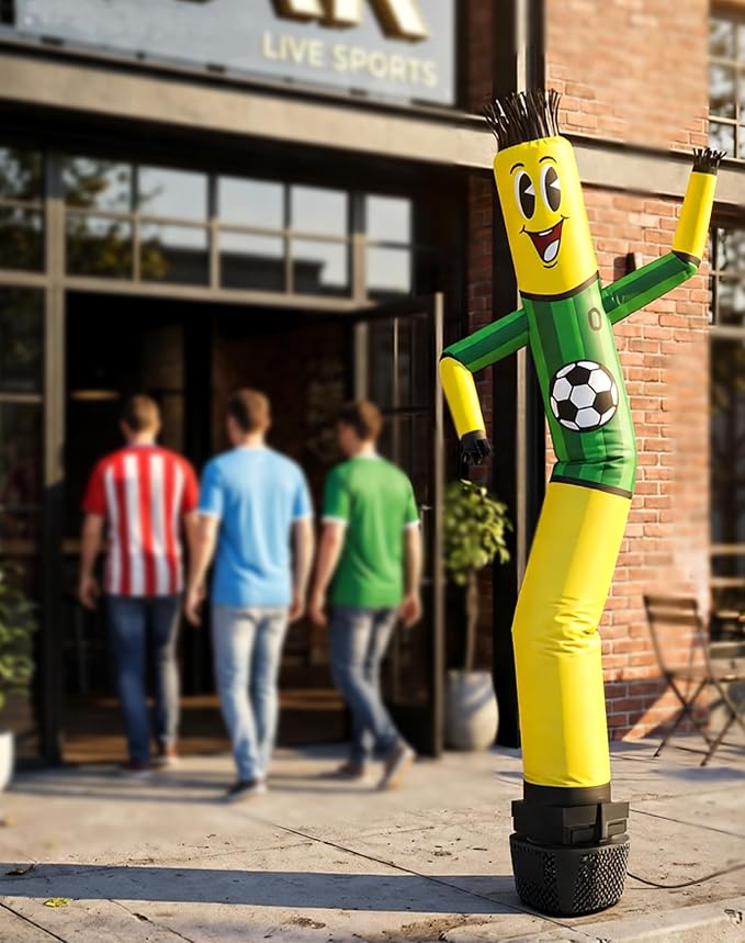 7 FT Inflatable Tube Man with Blower: Soccer Sports Theme Inflatable Dancing Man for Indoor & Outdoor Advertising, Party Decorations, Store Grand Openings, Business & Events (Green)