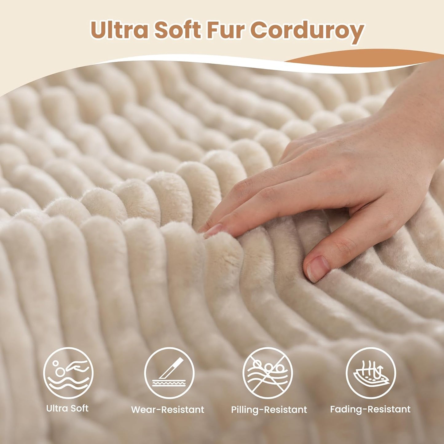 HOOOWOOO Cloud Sectional Couches for Living Room,Modular Sectional Sofa No Assembly,110X79 Inch Plush Corduroy Large U Shaped Floor Couch Set with Deep Seat Chaise(Beige)