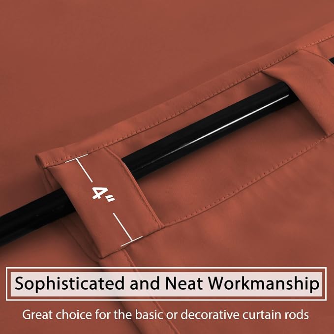 H.VERSAILTEX Blackout Curtains Thermal Insulated Window Treatment Panels Room Darkening Blackout Drapes for Living Room Back Tab/Rod Pocket Bedroom Draperies, 52 x 96 Inch, Orange, 2 Panels