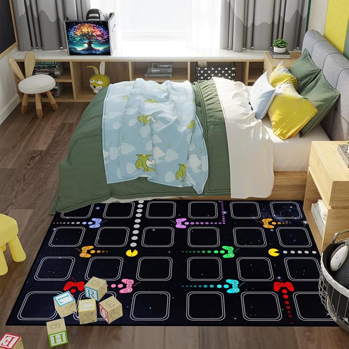 Gamer Area Rugs for Boys Bedroom, Gaming Rugs for Kids Room Home Decor Controller Gamepad Carpet Doormat 4'5"x6'