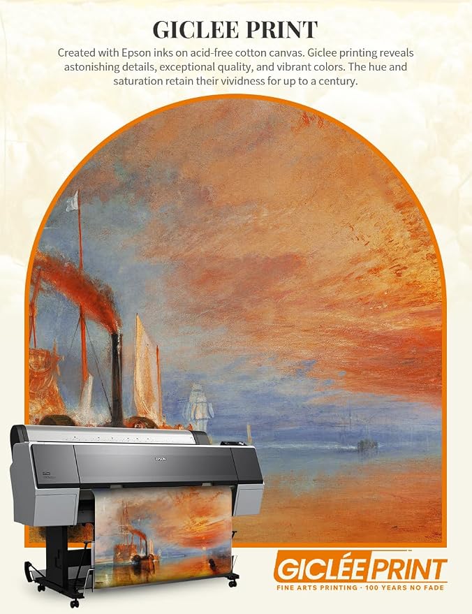 DECORARTS - The Fighting Temeraire by William Turner. World Famous Painting Reproduction. Giclee Prints in Classic Golden Frame Ready to Hang