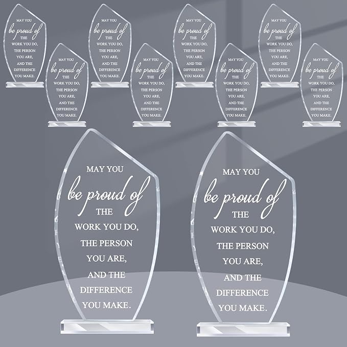 Bucherry 10 Pcs Employee Appreciation Awards for Coworker Acrylic Thank You Trophy May You Be Proud of The Work You Do Sign Prizes Retirement Goodbye Farewell Gift for Women Men(Proud)