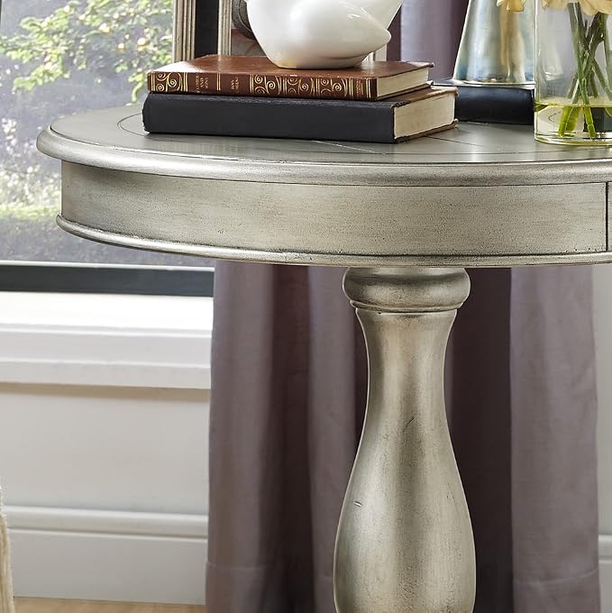 Roundhill Furniture Rene Contemporary Wood Pedestal Side Table, Champagne