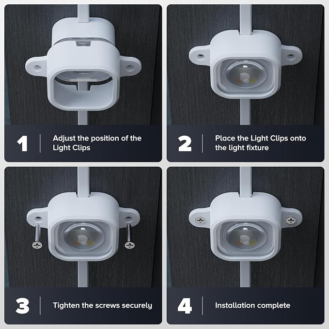 100Pcs Light Clips for Govee H706, Mounting Brackets Compatible with Govee Pro Permanent Outdoor Lights Extension, 200pcs Screws Secure Installation