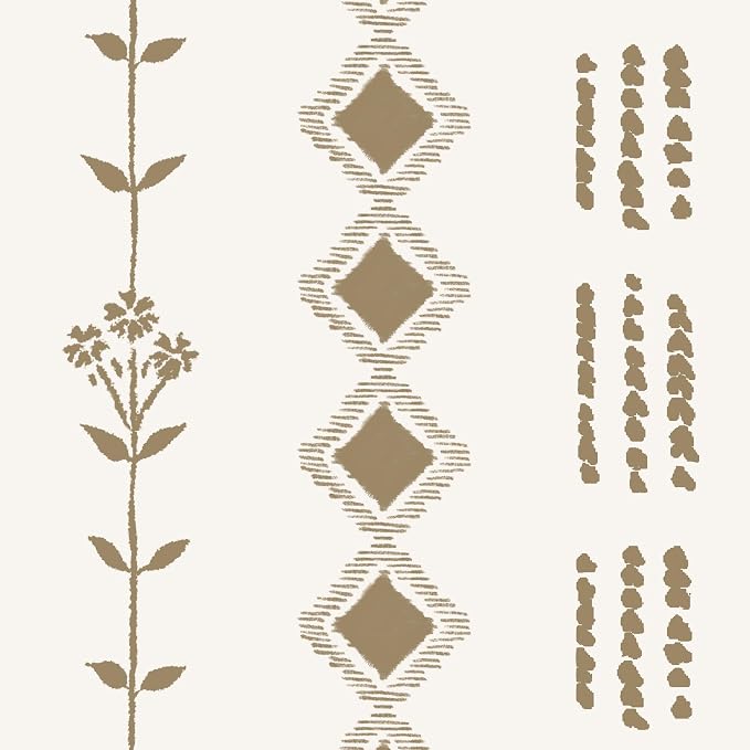 Western Aztec Boho Curtains, Brown Floral Patterned Rustic Farmhouse Drapes for Bay Window Bedroom Living Room Southwestern Decor, 63 Inch Length 2 Panel Set