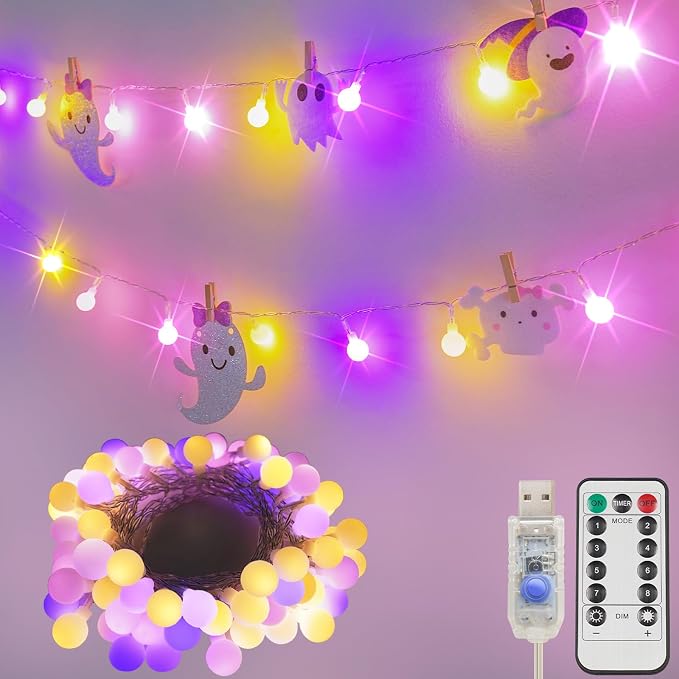 suddus 33FT 100LED Globe String Lights USB Multicolor with Remote | Colorful Globe Lights with Timer 8 Mode, Fairy Lights for Bedroom, Dorm, Classroom, Christmas,Indoor,Outdoor Decor