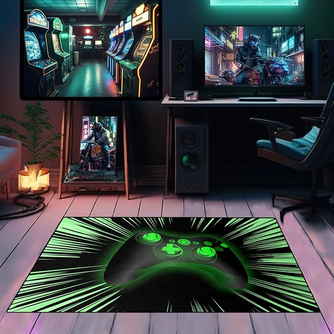 Gamer Rugs Controller Gamepad Carpets Game Rugs for Boys Gaming Bedroom Home Decor Mats 2'x3'