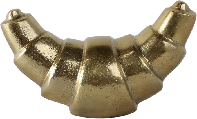 Metal Croissant Sculpture for Home and Living Room Decor - Accent Display for Bathroom, Office Desk, Mantel, and Shelf Decor - Ornament Piece for Coffee Table Decor and Tabletop - 3", Gold