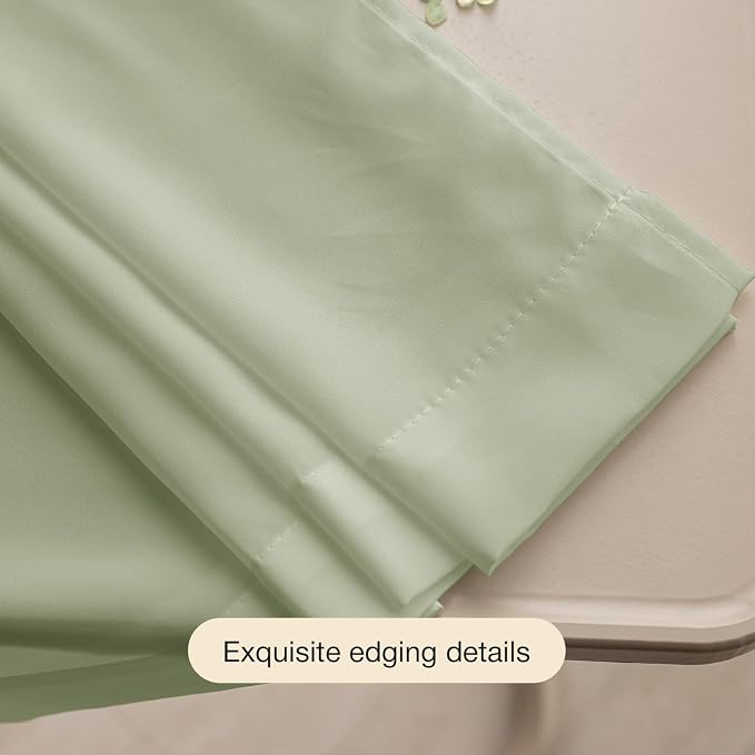 Anmao Non-See-Through Valance Kitchen Curtains 36 Inch Length 2 Panels Set, Privacy Light Filtering Semi Sheer Over Sink Short Cafe Curtain Tiers for Small Windows, 25W x 36L, Sage Green