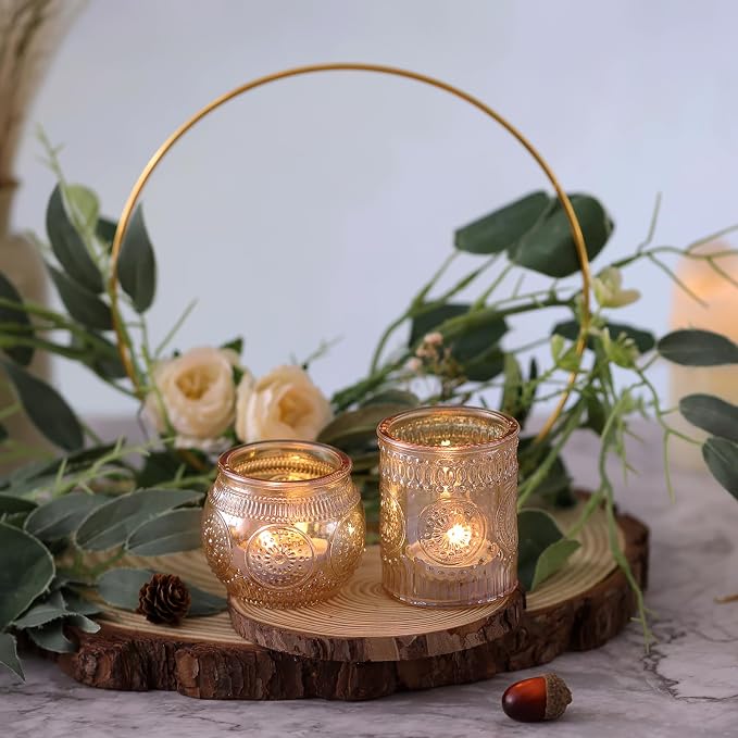 DARJEN Gold Votive Candle Holders Set of 36 - Glass Candle Holder Bulk for Table Centerpiece, Tea Lights Candle Holders for Home, Party & Wedding Shower Decorations