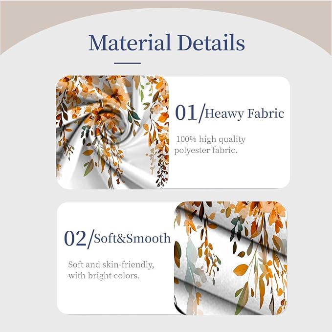 Orange Watercolor Floral Curtains, Botanical Leaves Vine Flowers Curtain, Rustic Farmhouse Flower Leaf Blackout Window Treatment Drapes for Bedroom Living Room 42x96 inch, 2 Panels
