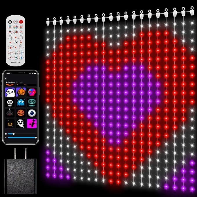 Smart American Flag Curtain Lights, Color Changing 400 LED Curtain Lights 6.6 * 6.6 FT, RGB DIY String LED Flag Fairy Light for Backdrop Party Indoor Outdoor 4th of July Decor(APP +Remote Control)