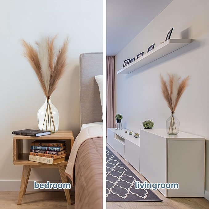 Pampas Grass Decor Tall, 43"/110cm Faux Pampas Grass 6 Stems Large Pompass Grass Branches Tall Bulk Boho Flower Arrangement for Home Room Wedding Party Decor