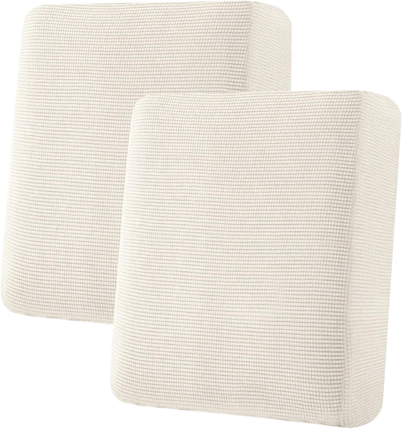 H.VERSAILTEX Super Stretch Individual Seat Cushion Covers Sofa Covers Couch Covers Slipcover Sets Thick Jacquard Textured Twill Fabric (2 Piece Medium Sofa Cushion Covers, Porcelain)