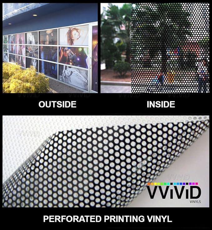 VViViD One-Way Perforated Vinyl Privacy Window Film Adhesive Glass Wrap Roll (15ft x 54 inches)