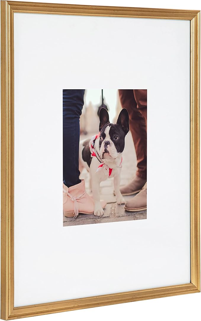Kate and Laurel Adlynn Wall Picture Frame Set, 16" x 20" matted to 8" x 10", Gold, Set of 3