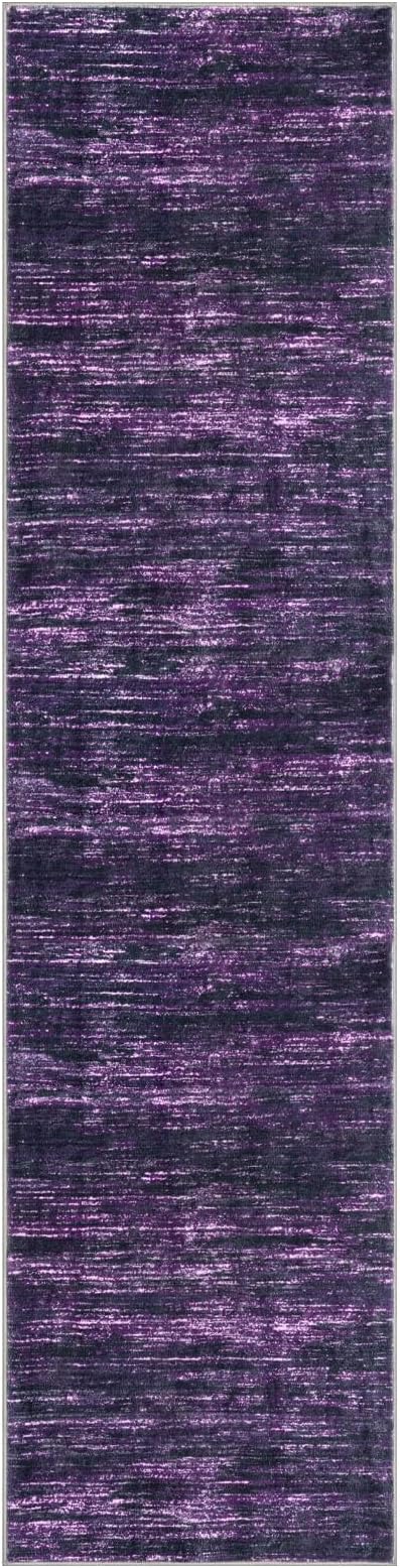 SIILOOM 3x10 Modern Abstract Runner Rug for Hallways, Purple White Super Soft Hallway Decor Kitchen Rugs with Non-Slip, Non-Shedding Washable Rug for Entryway Bedroom Indoor