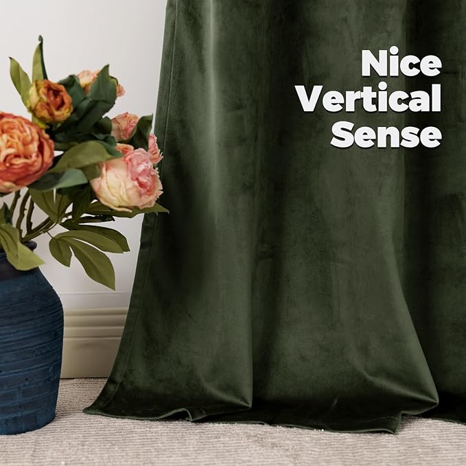 BGment Olive Green Velvet Curtains 78 Inches Long for Bedroom, Super Soft Thermal Insulated Blackout Velvet Curtains Noise Reduce Back Tab Rod Pocket Drapes for Living Room, 2 Panels, 52 x 78 Inch