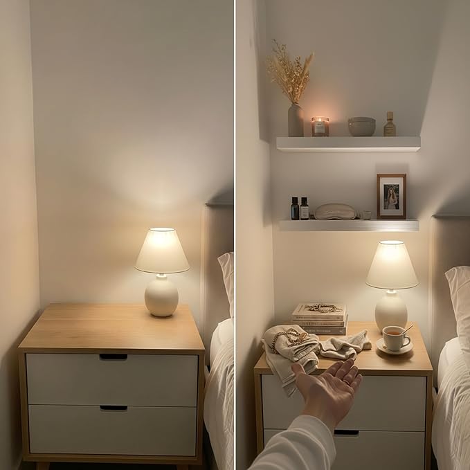 Solid Wood Floating Shelves for Wall 24 Inch White, Wooden Bathroom Shelf | Real Wood, Wall Mounted, Bedroom Kitchen Living Room, Thick, Heavy Duty, Farmhouse, White Finish, 24W x 6.7D, Set of 2