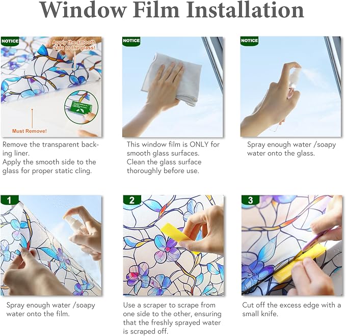 SOMWISE Rainbow Window Privacy Film,Heat Control,UV Blocking,Anti-Glare,Day & Night Privacy Protection & Decoration for Home, Bathroom,Glass Door,Static Cling,Renter-Friendly with Installation Tools
