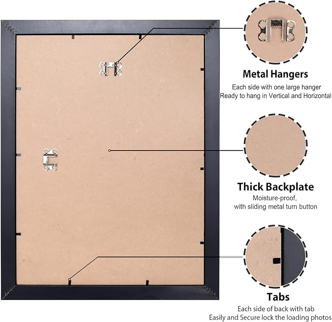 LaVie Home 14 x 17 Poster Frame Black, Display Pictures 11x14 with Mat or 14x17 Without Mat, Stable and Sturdy Picture Frame and Polished Plexiglass, Horizontal and Vertical Format of The Wall(1 Pack)