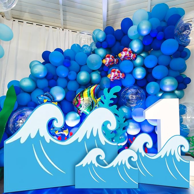 Geelin 3 Sets Ocean Waves Cardboard Cutout Stand up Ocean Beach Theme Party Decoration Wave Life Size Photo Props for Summer Under the Sea Home Party Decoration