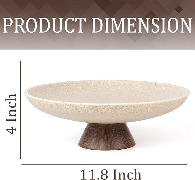 YMXYJM Modern Resin Pedestal Decorative Bowl, Large Fruit Bowl for Kitchen Counter, Stylish Key Bowl for Entryway Table, Brown