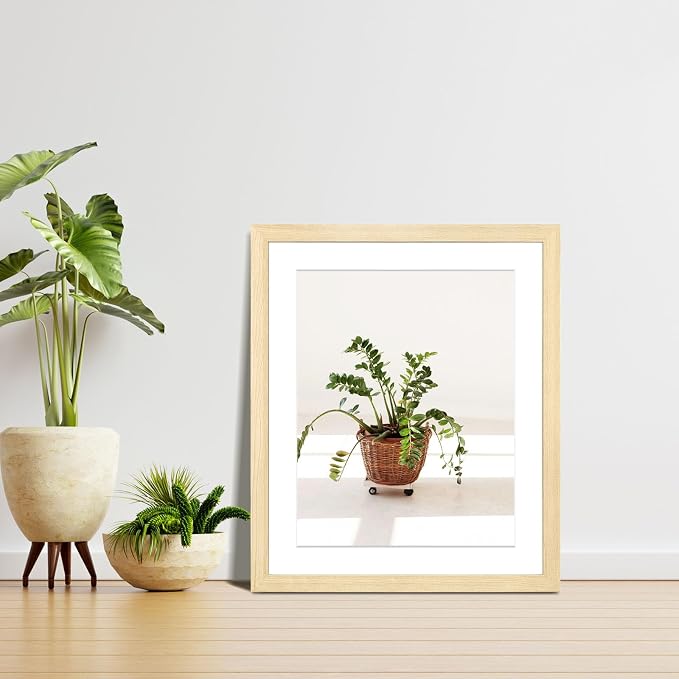 LaVie Home 20x24 Picture Frame Beige Oak Wood Poster Frame, Display Pictures 16x20 with Mat or 20x24 Without Mat, Stable Frame and Polished Plexiglass, Horizontal and Vertical Format of The Walls
