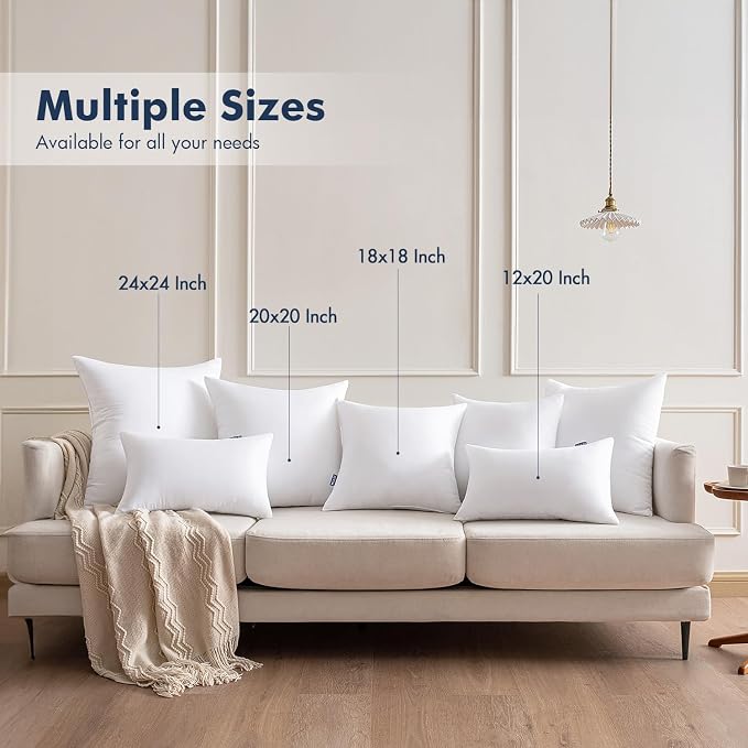 MIULEE Throw Pillows Inserts, Pack of 2 14x22 Inch 100% Virgin Fiber Filling Bed Couch Pillows