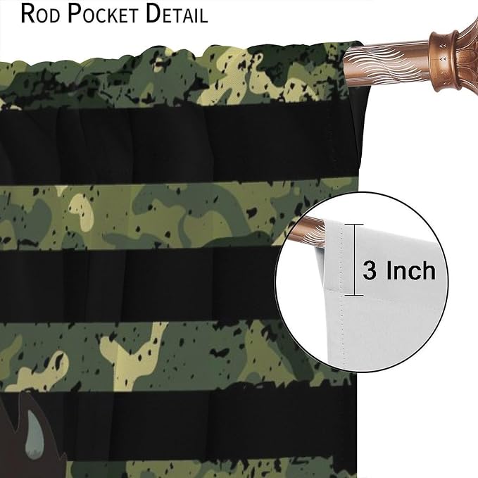 Rustic Bear Blackout Curtains,Vintage Cabin American Flag Independence Day Drapes for Bedroom Living Room Kitchen Window Treatment 2 Panels Set Total Size 42" W X 63" L Inch