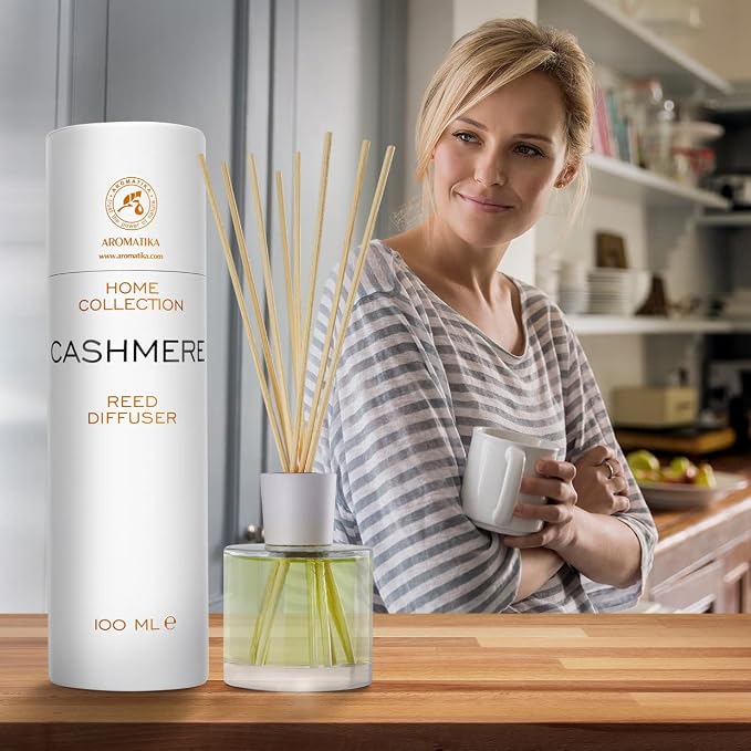 Reed Diffuser Cashmere 3.4 Fl Oz - Room Diffuser - Scented Diffusers with Bamboo Sticks - Home Fragrance - Air Freshener - Warm Scent - Fragrance for Living Room (Pack of 2)