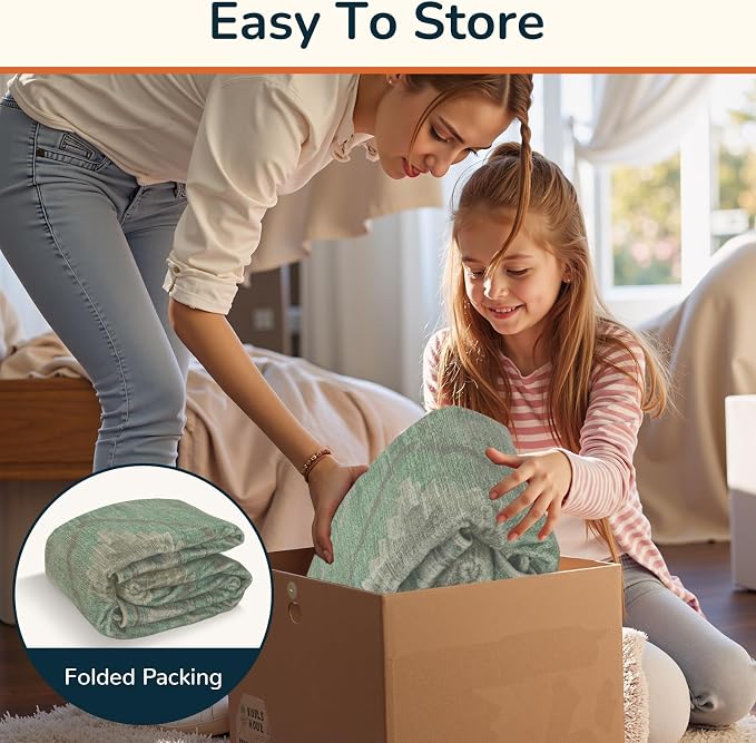 BESTSWEETIE Area Rug 9x12 Rug Machine Washable Non-Slip Low Pile Print Pattern Western for Living Room Bedroom Sage