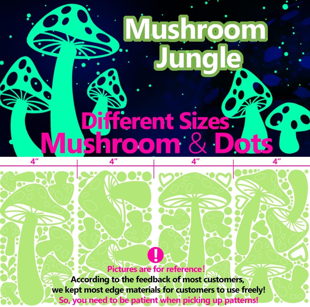 Glow in The Dark Stars - Glow in The Dark Stars for Ceiling - Glow in The Dark Stickers for Ceiling for Wall Decor Murals Decals for Art Decor Ceiling Kids Babys Bedroom Room Decorations (Mushroom)