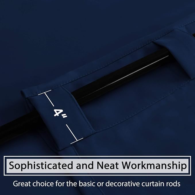 H.VERSAILTEX Back Tab Navy Blackout Curtains 90 Inch Long for Bedroom/Living, Rod Pocket Room Darkening Thermal Insulated Black Out Drapes, 52 x 90 Inch, Navy Blue, 2 Panels