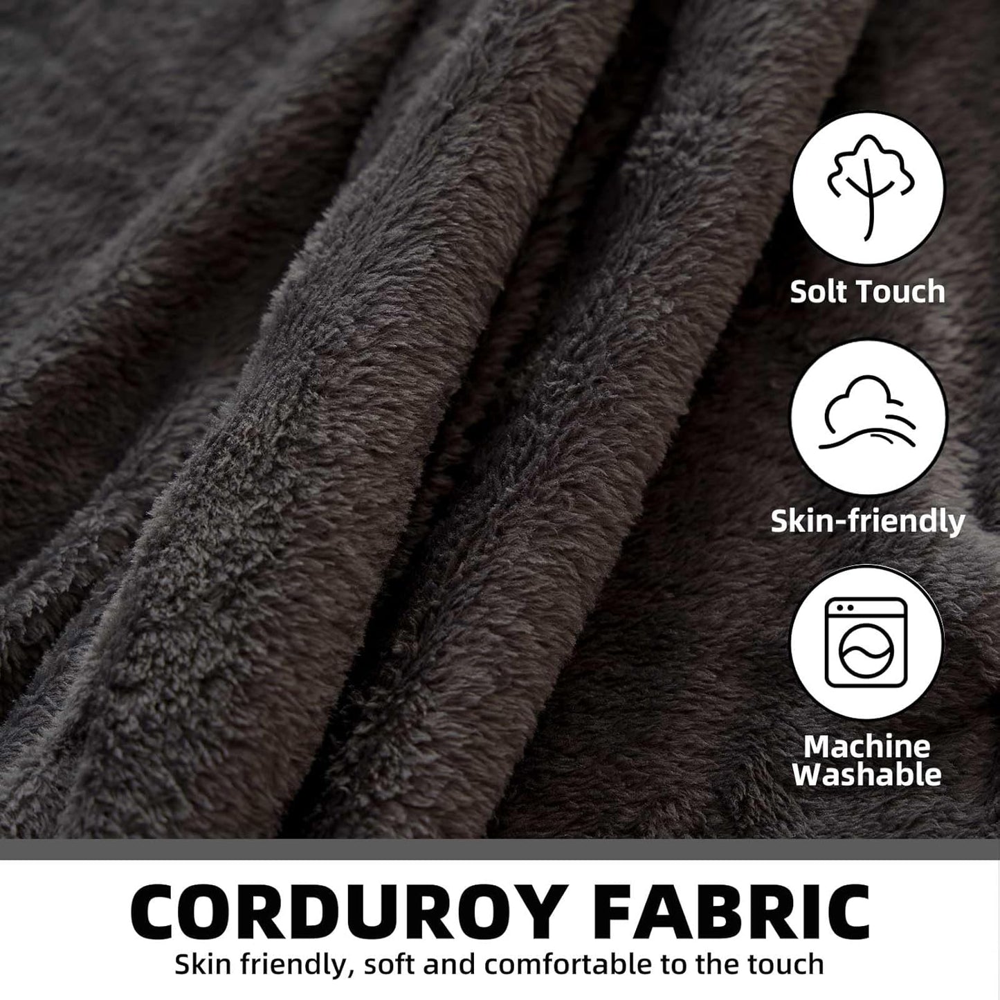 4FT Large Bean Bag Chairs,Big Adult Size Memory Foam Beanbags with Filler Included,Machine Washable Corduroy Cover,Ultra Soft Plush Gaming Bing Bag Puff Chair for Dorm, Living Room & Bedroom (Black)