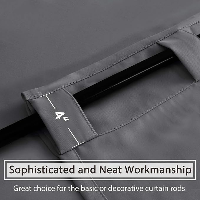 H.VERSAILTEX Blackout Curtains Thermal Insulated Window Treatment Panels Room Darkening Blackout Drapes for Living Room Back Tab/Rod Pocket Bedroom Draperies, 52 x 96 Inch, Bluish Gray, 2 Panels