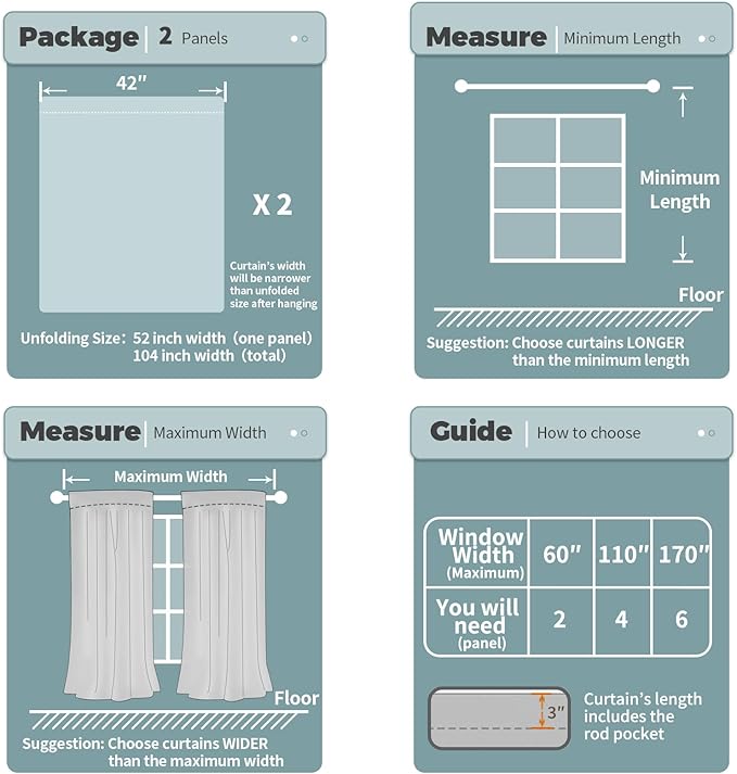 BGment 100% Blackout Curtains for Bedroom 45 Inch Length 2 Panels, Thermal Insulated Room Darkening Curtains Rod Pocket Soundproof Bedroom Living Room Window Curtains, Dove Grey, Each 42 Inch Wide