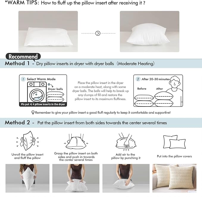 MIULEE 26x26 Inch Pillow Inserts Pack of 4-100% Cotton Cover | White Throw Pillow with 100% Virgin Microfiber for Bed Sofa Couch Living Room, All-Season Decorative Back Support