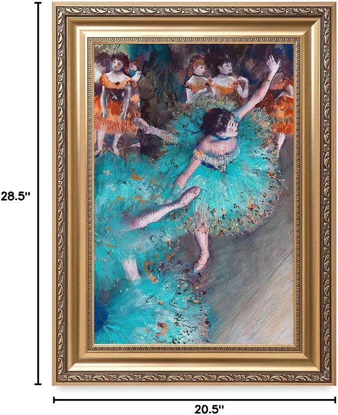 DECORARTS - Dancer in Green by Edgar Degas. Oil Painting Reproduction, Giclee Print on Canvas. Ready to Hang Framed Wall Art for Home and Office Decor. Total Size w/Frame: 22x30