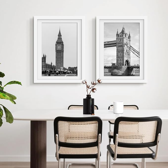 Picrit 20x27 Picture Frame 3 Pack, White Poster Frame, Display Poster 16 x 24 with Mat or 20 x 27 without Mat for Horizontal or Vertical Wall Mounting