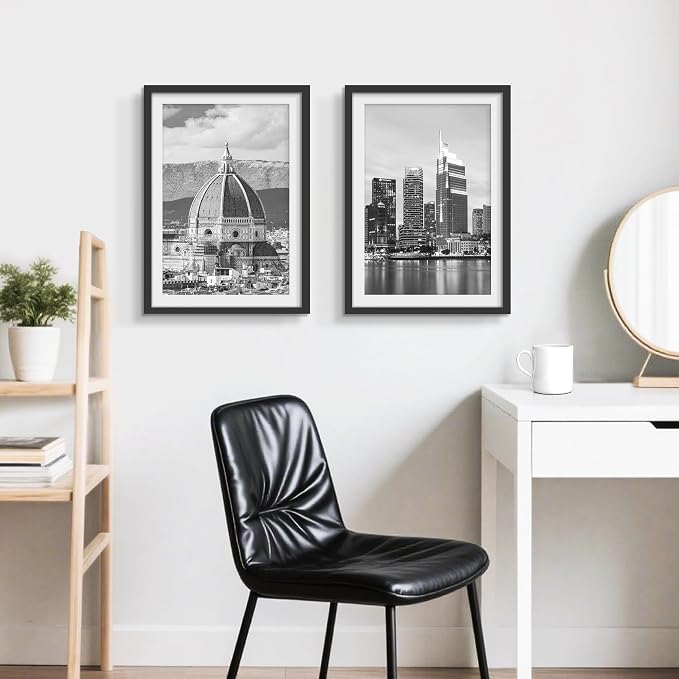 Picrit 19x27 Picture Frame 3 Pack, Black Poster Frame, Display Poster 16 x 24 with Mat or 19 x 27 without Mat for Horizontal or Vertical Wall Mounting