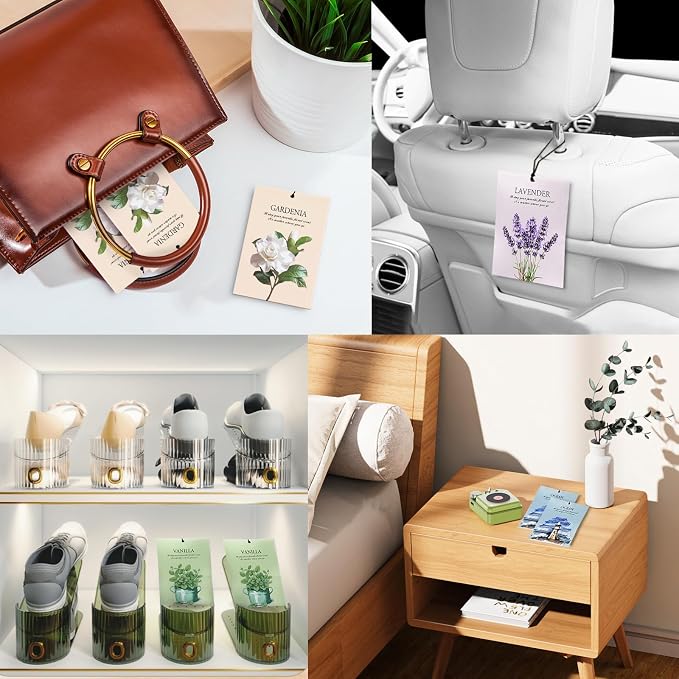 Gardenia Scented Sachet Bags - 12 Pack Drawer & Closet Freshener, Long Lasting Odor Eliminator for Wardrobes, Cars & Storage, Home Fragrance Air Freshener Sachets
