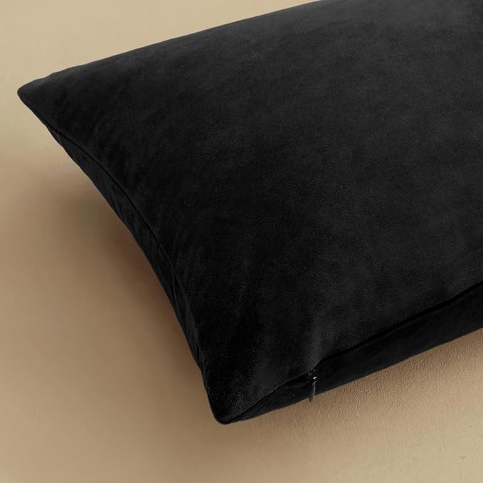 MIULEE Velvet Throw Pillow Covers 18x18 Inch, Pack of 2 - Black, Super Soft Decorative Square Cushion Cases Modern Luxury Home Decor for Sofa, Couch, Bed, Chair,Livingroom