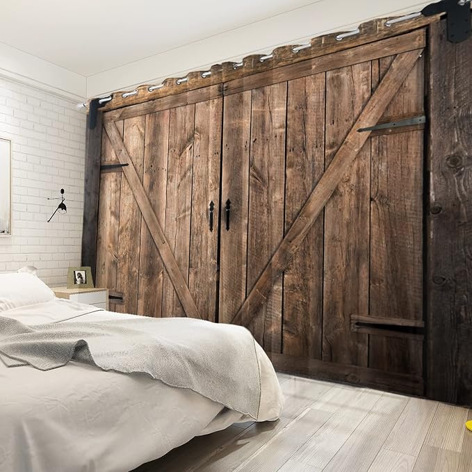 Rustic Curtains Vintage Wood Barn Door Old Garage Door American Native Country Farmhouse Farm Style Rural Art Architecture Living Room Bedroom Window Drapes Treatment,42x96 inch,2 Panels