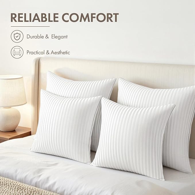 MIULEE 20x20 Throw Pillow Inserts Set of 2 Firm and Fluffy Decorative Throw Pillows for Couch Sofa Bed 100% Virgin Microfiber with Cotton Cover