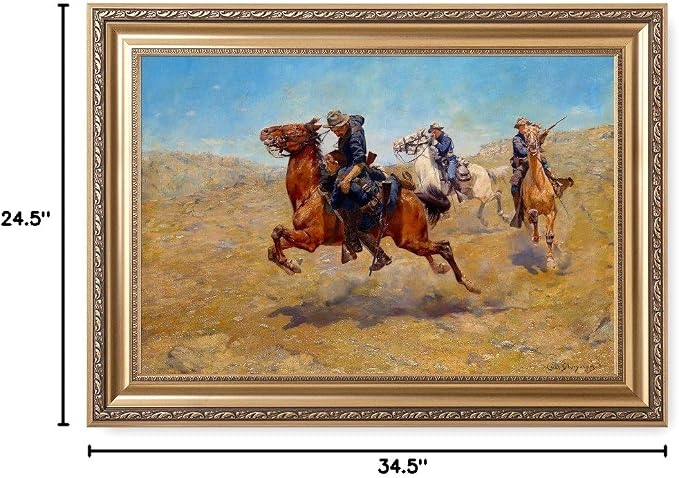 DECORARTS - My Bunkie by Charles Schreyvogel; Classic American Art Reproductions; 30 x 20" + Frame